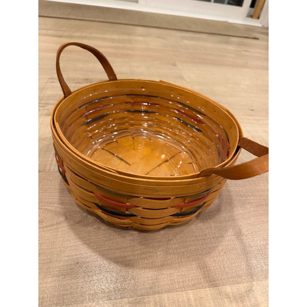 Vintage Longaberger Woven Basket with Handles and Plastic Liner - 2001